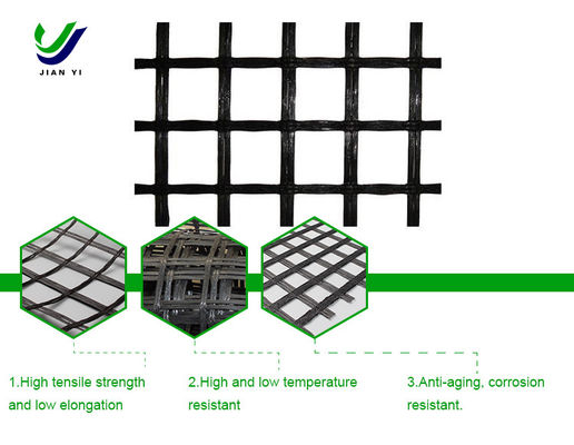 Wzmocnienie podłogi drogowej Włókno szklane Geogrid odporne na korozję 25-120 KN/m