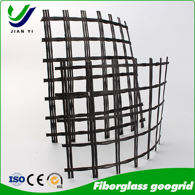 Wysoka wytrzymałość na rozciąganie i małe wydłużenie Geogrid z włókien szklanych do wzmocnienia podłogi drogowej Ochrona zbocza tamy i projekt kontroli piasku