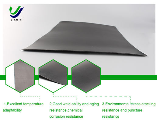 Wysokiej wydajności gładka geomembrana HDPE z 700% wydłużeniem przy pęknięciu, doskonałą odpornością chemiczną i dostosowalną szerokością do akwakultury