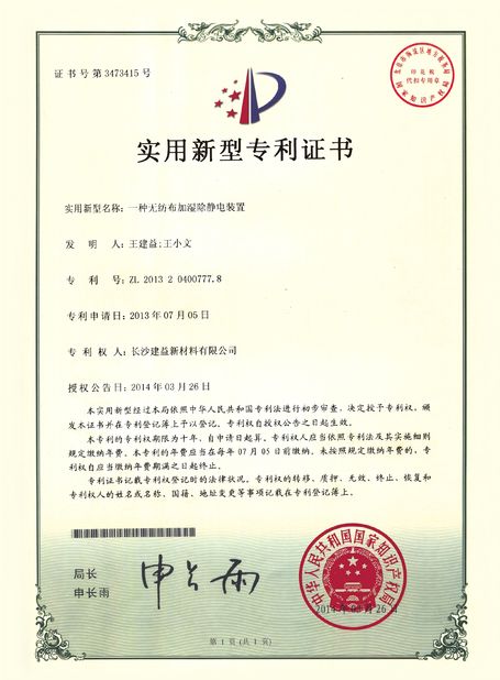 Chiny Changsha Jian-Yi New Material Co., Ltd. Certyfikaty