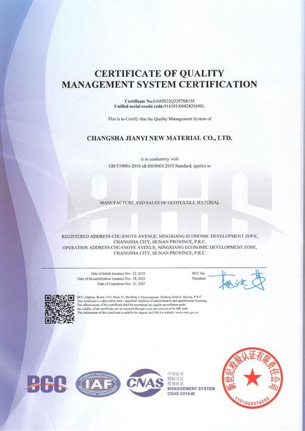 Chiny Changsha Jian-Yi New Material Co., Ltd. Certyfikaty