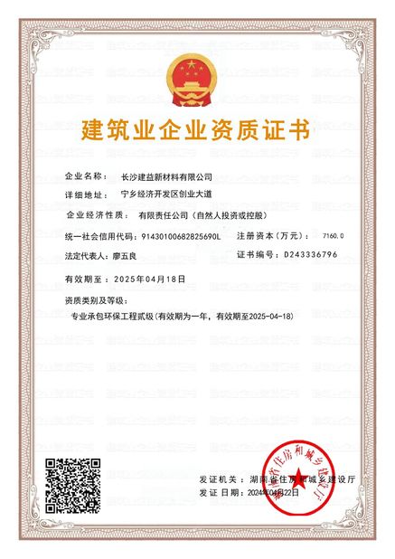 Chiny Changsha Jian-Yi New Material Co., Ltd. Certyfikaty