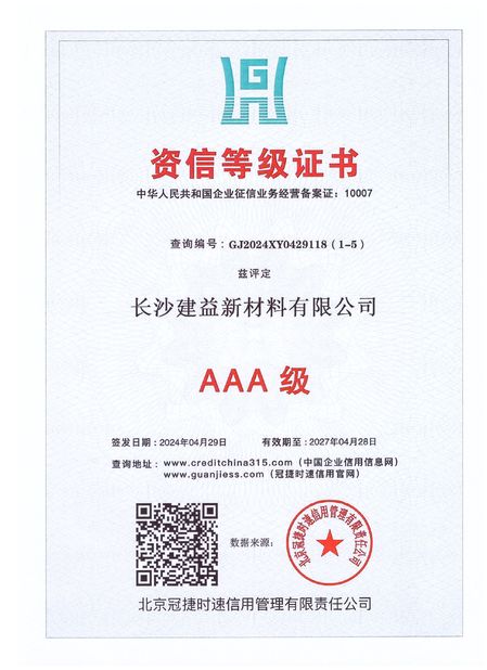 Chiny Changsha Jian-Yi New Material Co., Ltd. Certyfikaty