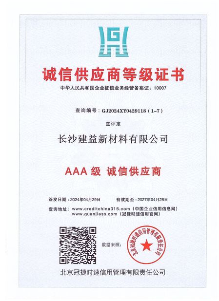 Chiny Changsha Jian-Yi New Material Co., Ltd. Certyfikaty
